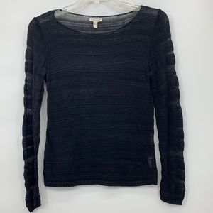 Eileen Fisher 100% Organic Linen Sweater Black Petite Medium Lagenlook